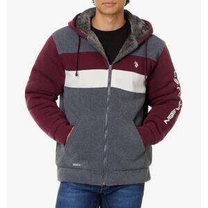 U.S Polo Assn Mens Full Zip Jacket Sherpa Lined Embroidered Pony Logo Size S